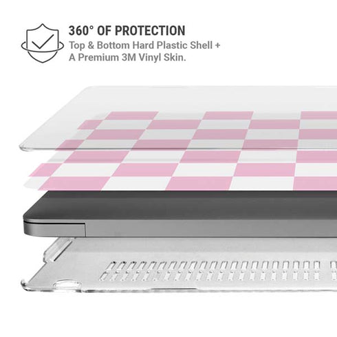 Pink and White Checkerboard MacBook Pro 14in (2021-24) Case plus Skin